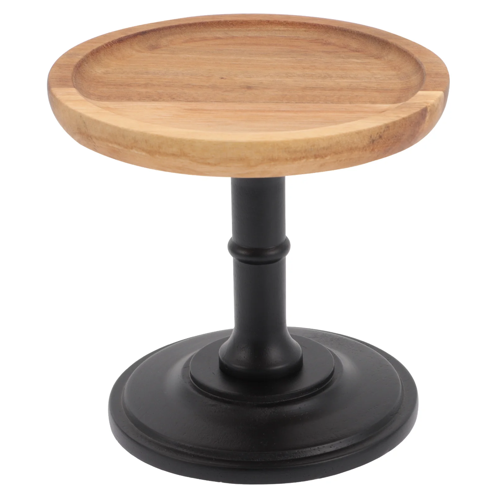 

Wooden Cake Display Tall Pastry Tray Holder Round Storage Rack Brown Showing Base Dessert Home Event Decor