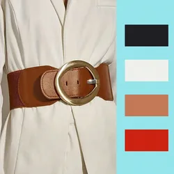 Solid color, simple and stylish buckle elastic belt, new women\ fashion decoration with dresses, coats and waist decoration