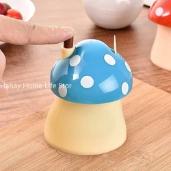 Toothpicks Container Creative Lovely Portable Mushroom Automatic Pops Up Toothpick Storage Box Dispenser Holder Table Organizer