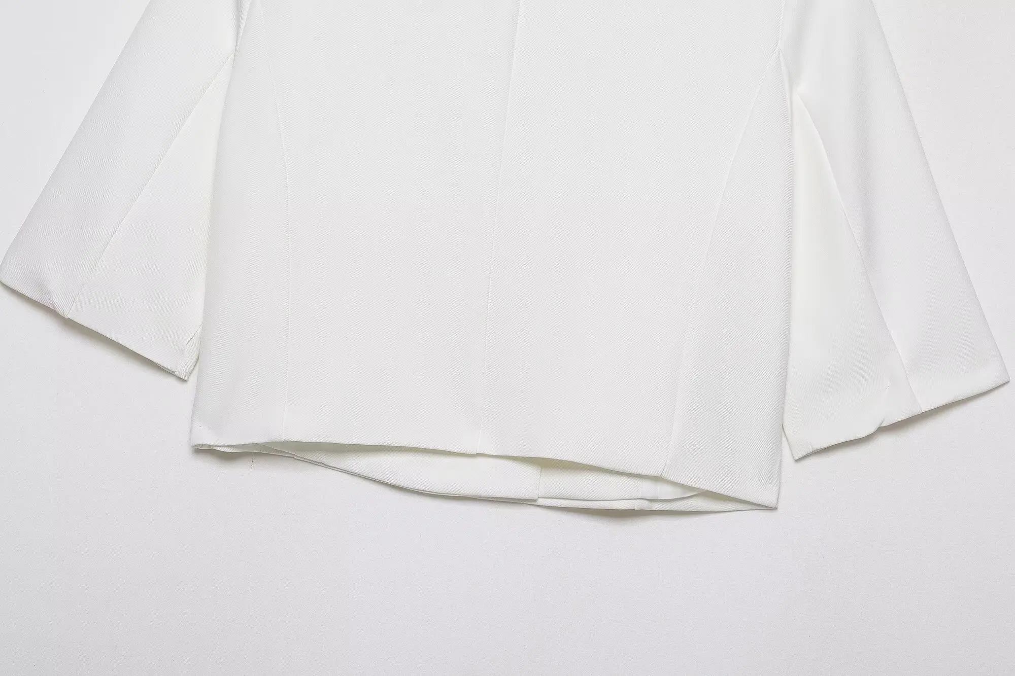 HH Damen Minimalistischer Stehkragen Crop-Blazer Halber Ärmel Asymmetrische Knopfleiste Kurze Jacke Frühling Sommer Business Casual Wear – Detail 4