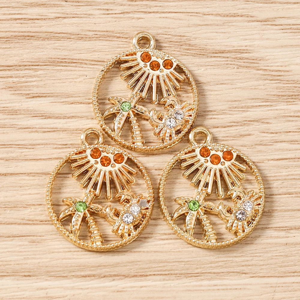 Tusember 10 Stück Exquisite Sommer-Strand-Sand-Kokosnuss-Sonnen-Krabben-Anhänger für süße Ohrringe, Schmuckherstellung und Accessoires – Detail 4