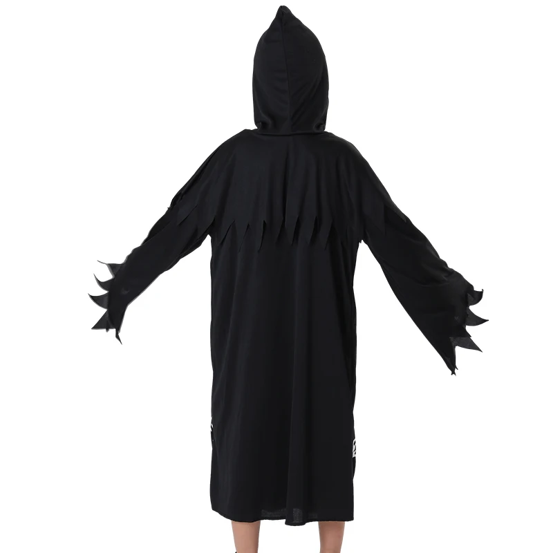 مجموعة ريبر مضيئة للأطفال - طباعة جمجمة رداء مضيء مع منجل وقفازات، حفلة الهالوين،