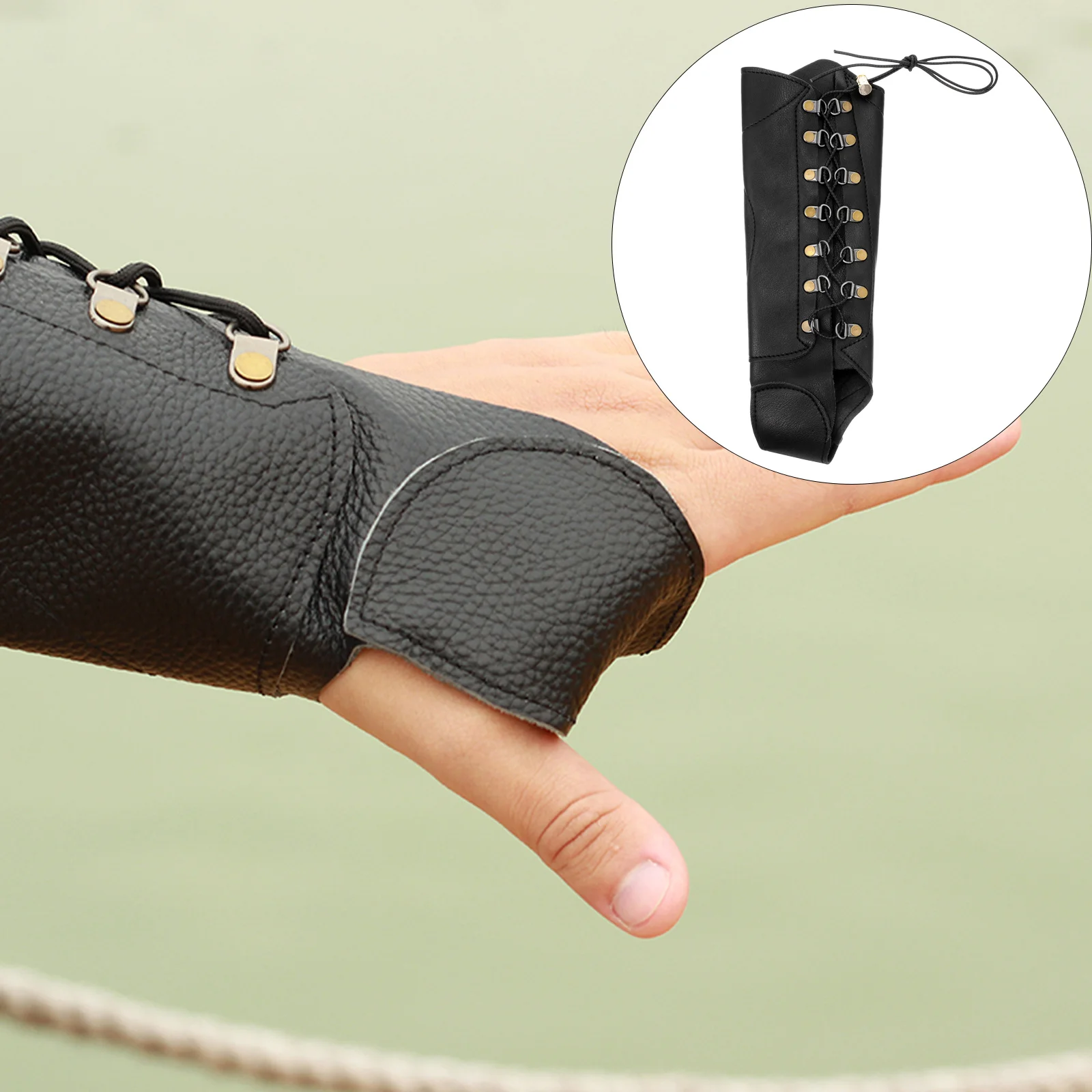 الرماية واقي للذراع بو الساعد حامي قابل للتعديل حزام مطاط الإبهام التفاف للرماية في الهواء الطلق ممارسة القوس قفاز اليد #1