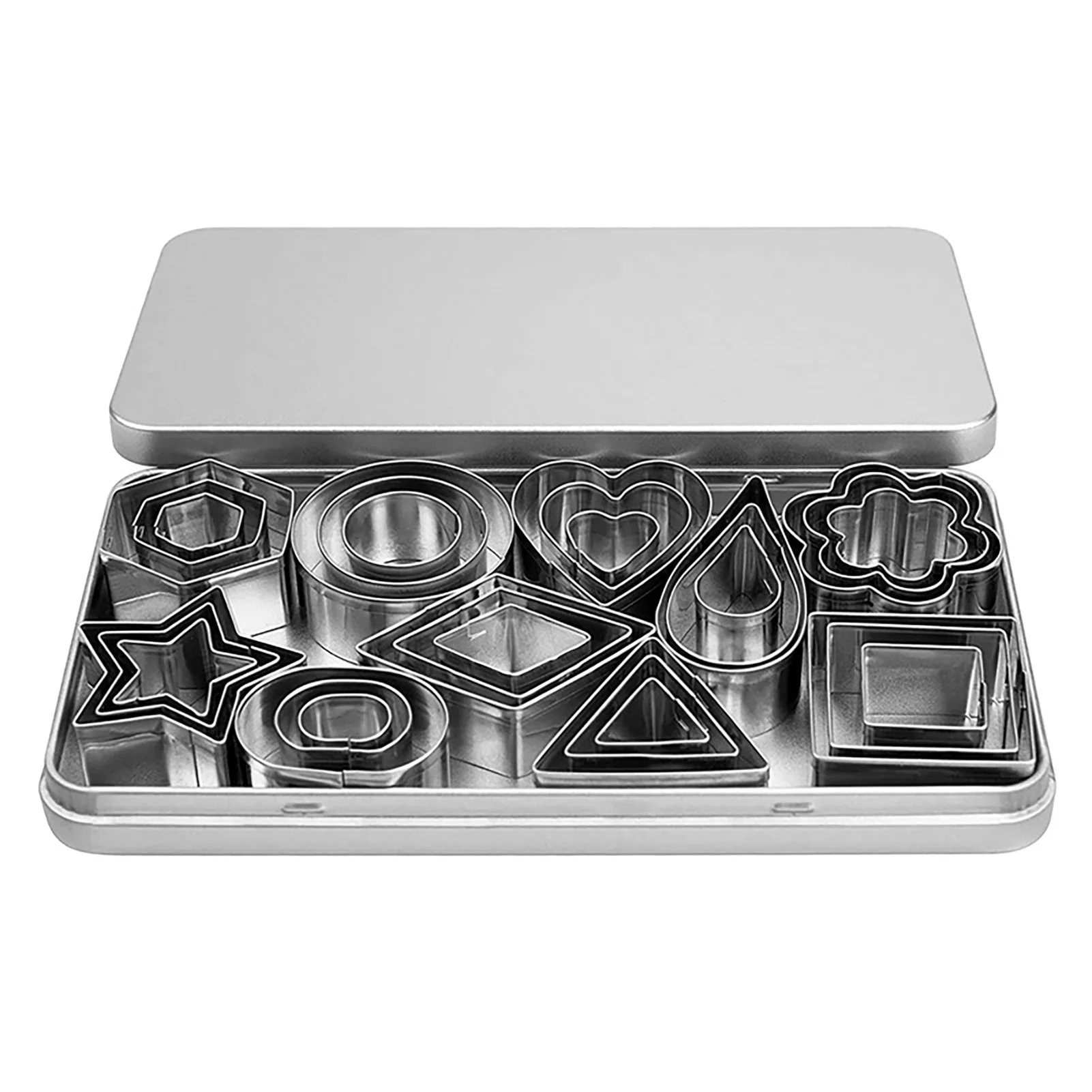 

30Pcs Metal Cookie Cutters Various Shapes Stainless Steel Box Packed Biscuit Cutter For DIY Cake Chocolate Baking