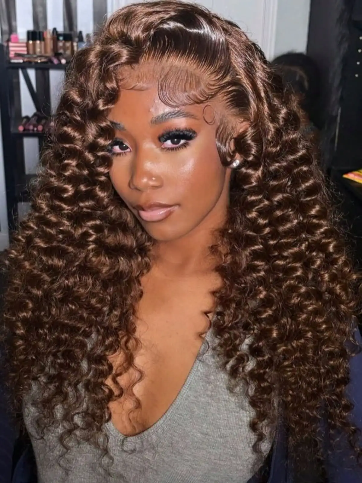 

34 30 Inch Chocolate Brown Deep Wave Lace Front Wigs Human Hair #4 Colored 13x4 Hd Curly Lace Frontal Wigs Pre Plucked