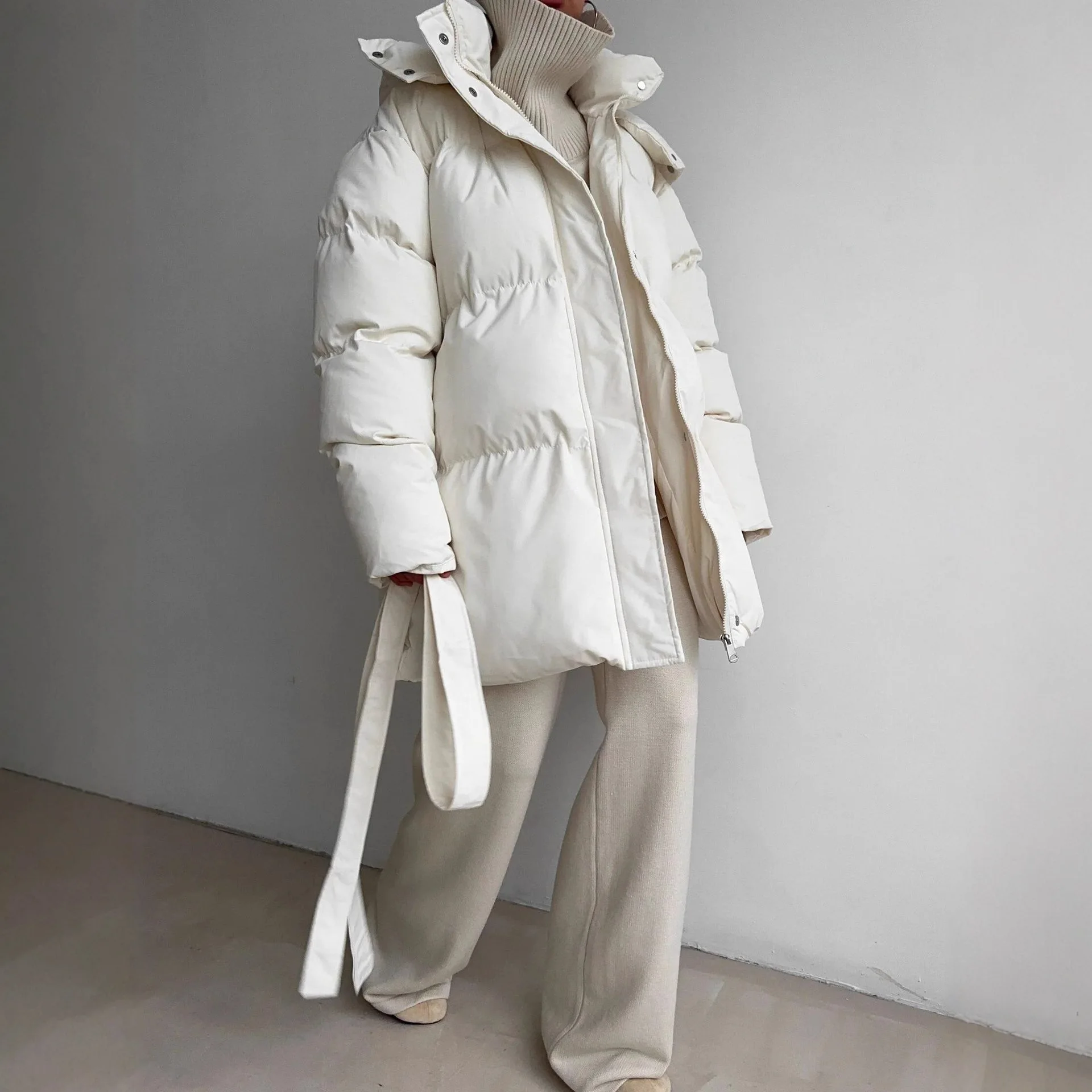 

Autumn and Winter Women's Outdoor Hiking Bread Cotton Jacket Fashion Solid Loose Warm Office Music Festival Campus Casual Jacket