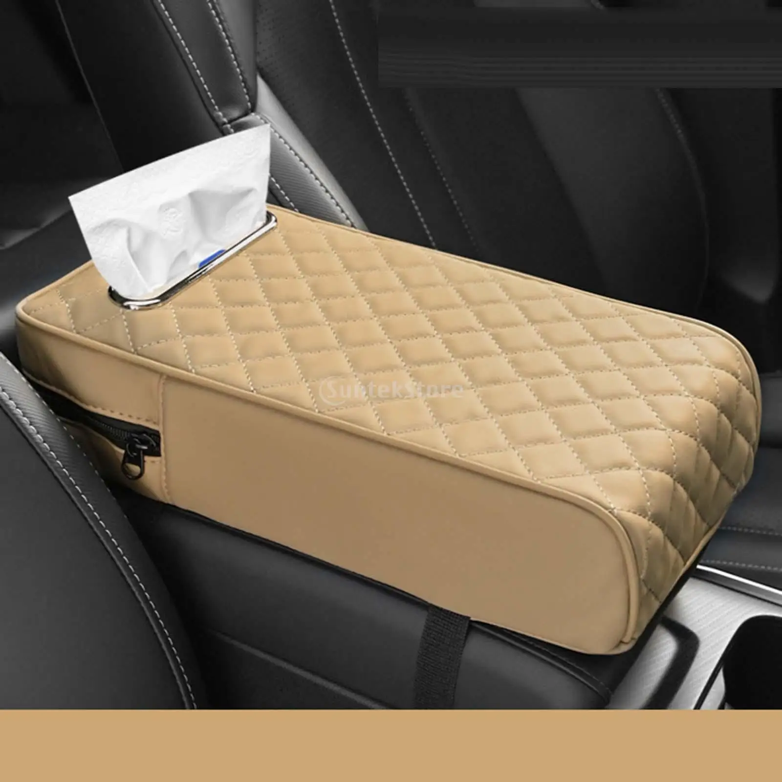 Armrest Box Mat Universal PU Leather Car Armrest Cushion Car Armrest Box Cover Arm Rest Pad for Suvs Auto Trucks Vehicles