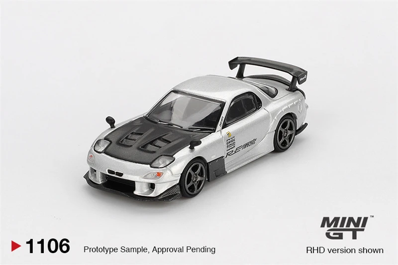 

*Предпродажа* MINI GT 1:64 RX-7 RE-Amemiya, серебряная металлическая коробка/блистерная упаковка, литая под давлением модель автомобиля
