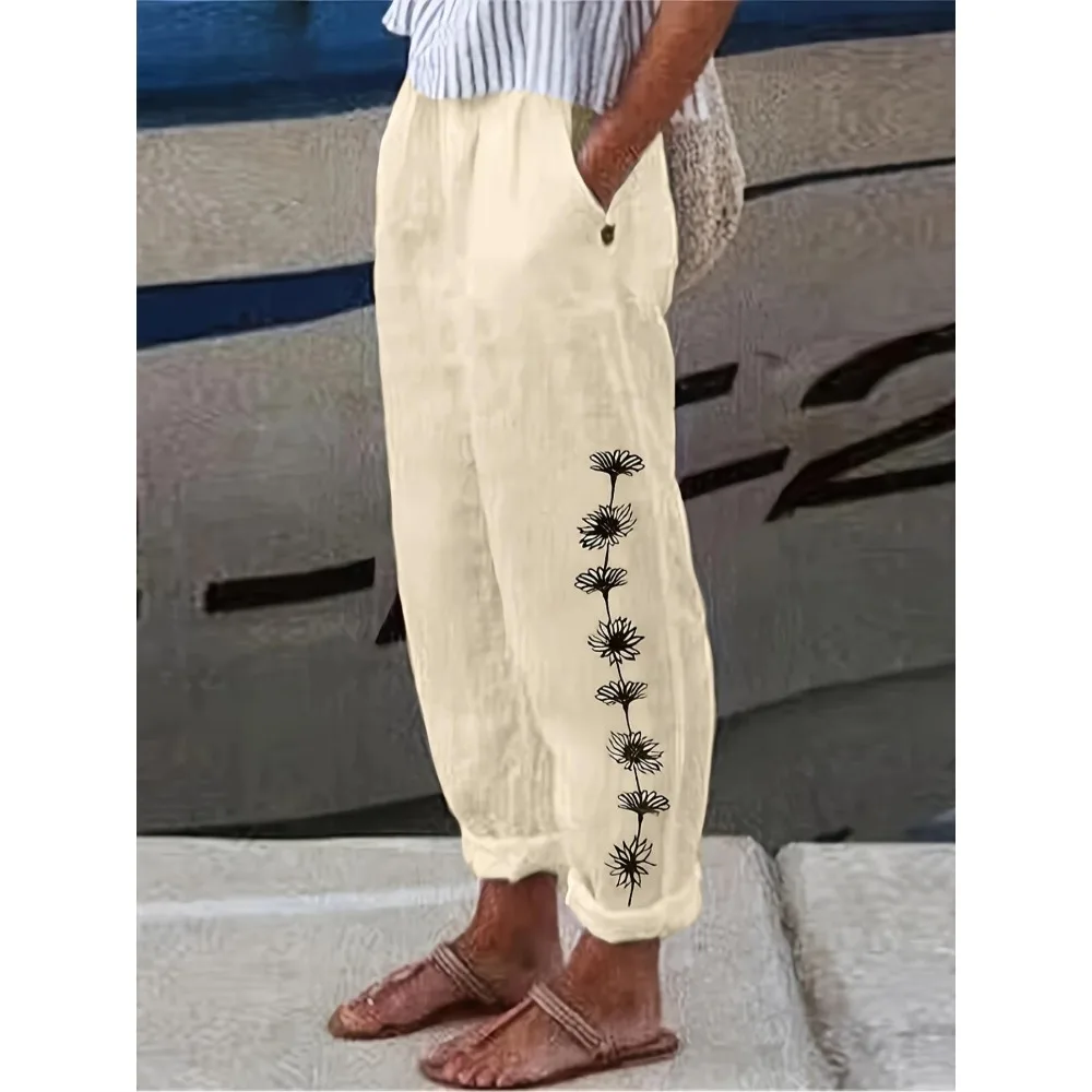 Plus Size 1XL-5XL Women's Print Trousers Comfortable Knitted Pants Fashion for All Seasons Fitted Design for Everyday Wear