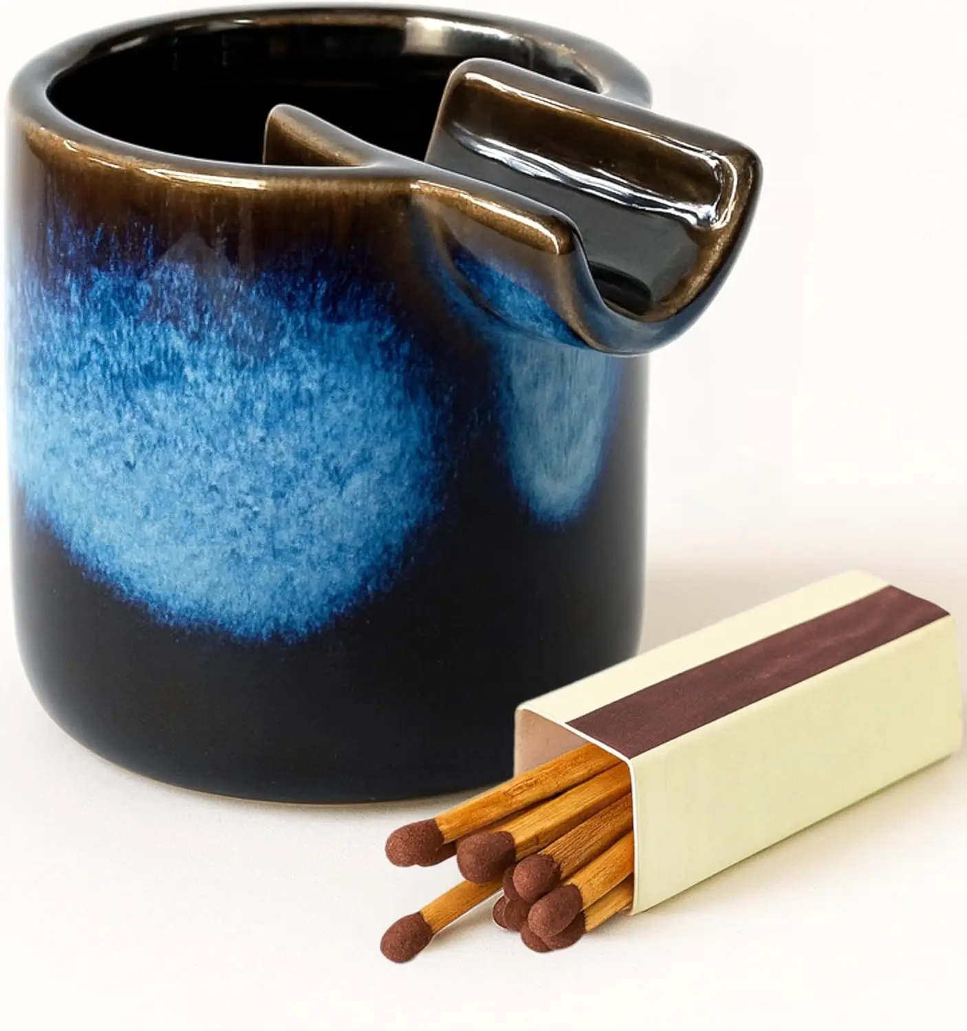 

Vintage Ceramic Ashtray with Holder - Deep Marble Design for Indoor/Outdoor Use