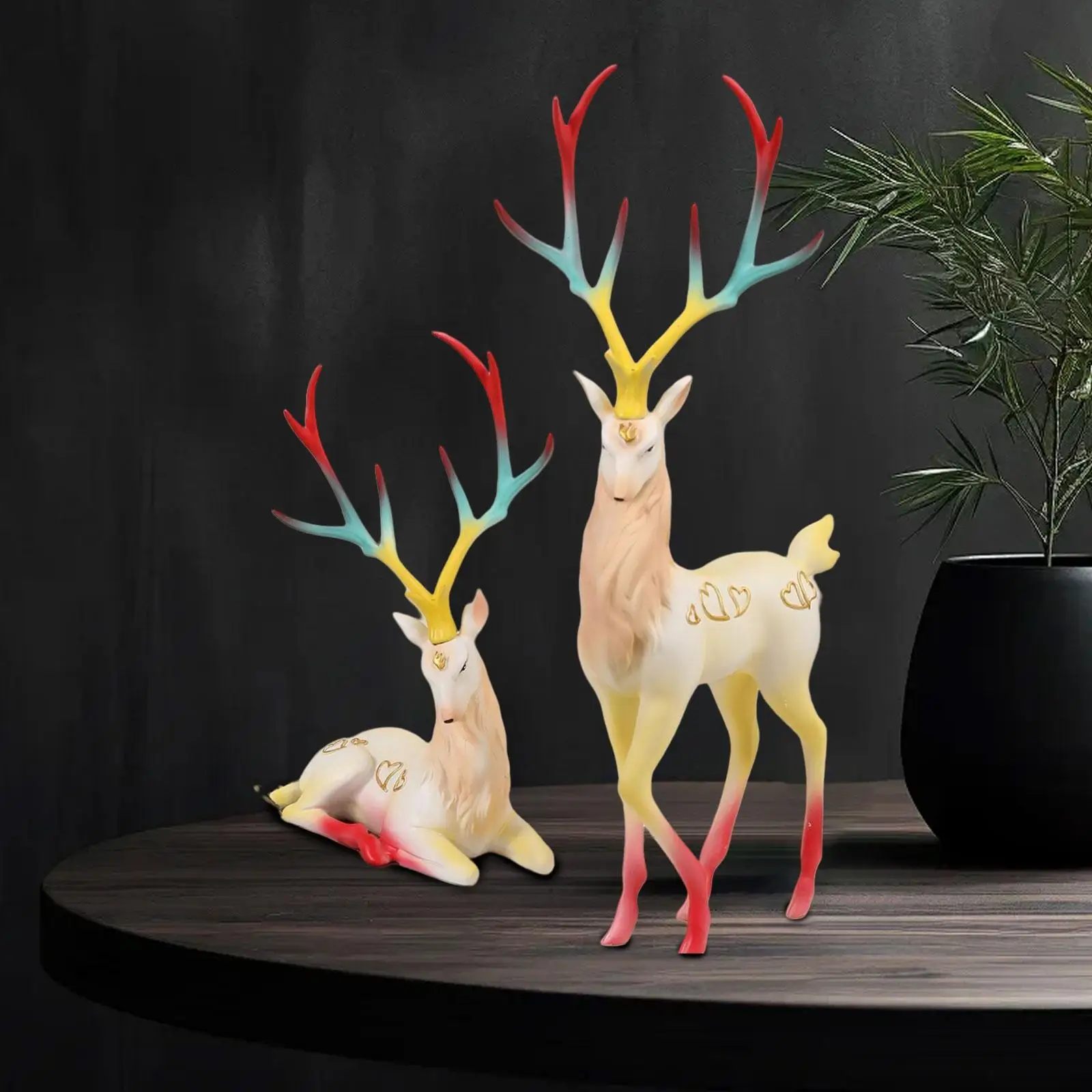 2 Pieces Reindeer Statue Deer Figurine for Office Desktop Housewarming Gifts