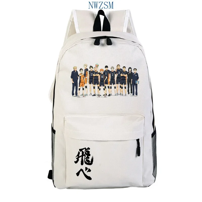 Anime Haikyuu Karasuno Mochila Unisex Nylon Schoolbag, Sacos de Viagem, Bolsa de Ombro Laptop, Estudante, Moda