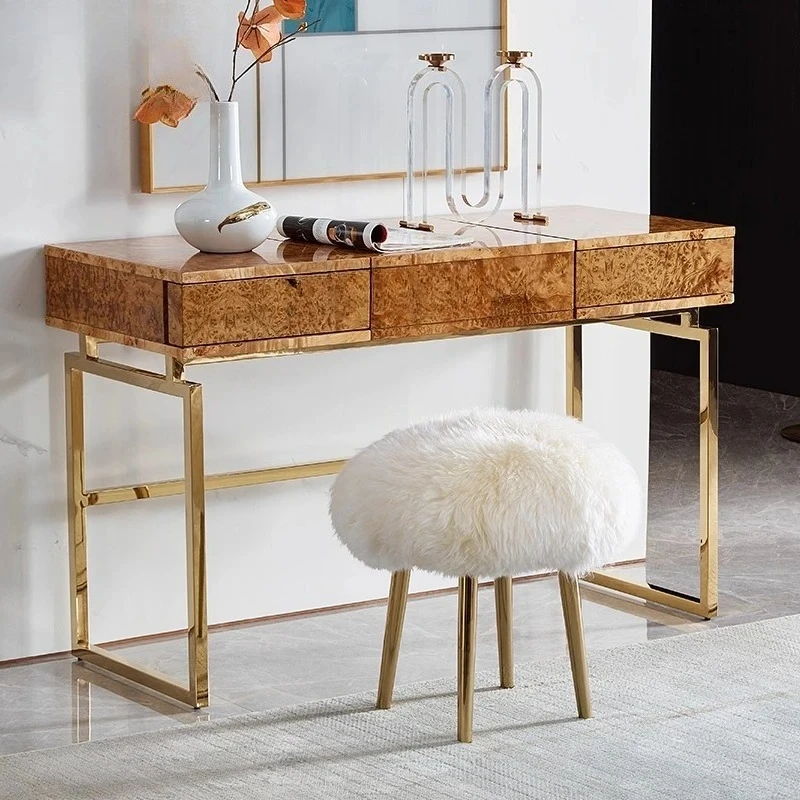 Light Luxury Wool Shoe Changing Stool Living Room Coffee Table Sofa Footstool European Style Small Stool