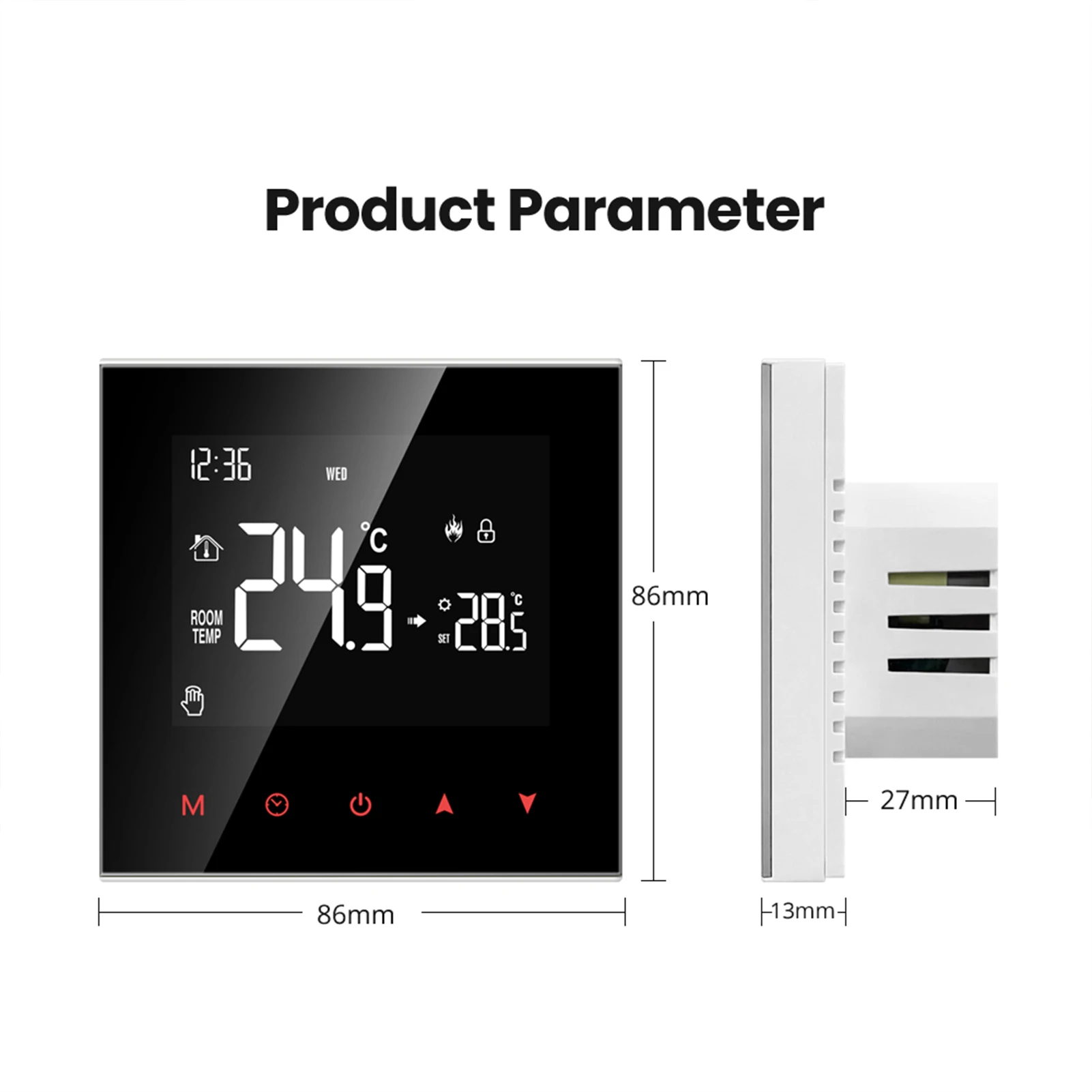 LCD 터치 스마트 온도조절기 투야 와이파이 전기 바닥 난방 물 가스 보일러 온도 리모컨, 구글 홈 알렉사용