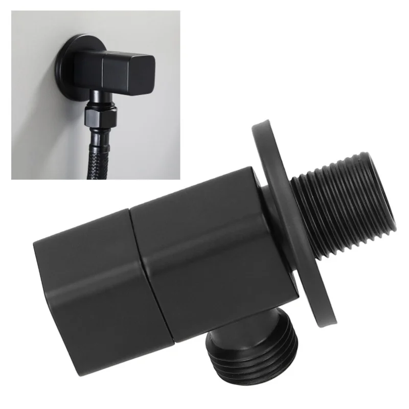 

G1/2 Угловой клапан Смеситель Запорный клапан для воды Ванная комната Туалет Аксессуар для умывальника Черный