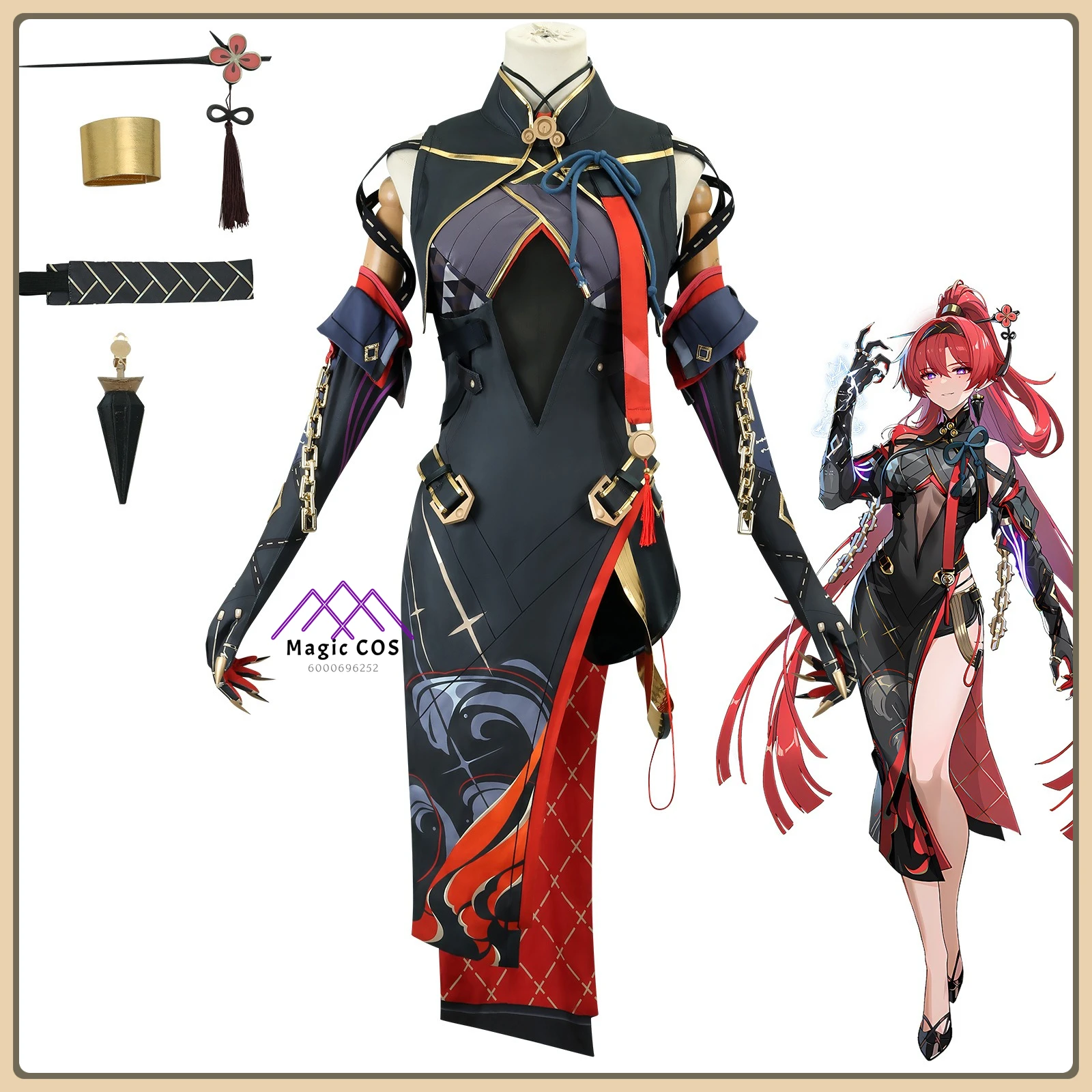 

Mingchao Yinlin Cosplay Costume Full Set Anime Clothes Light Chiffon Fabric Themed for Women Role Playing Halloween Party Suit
