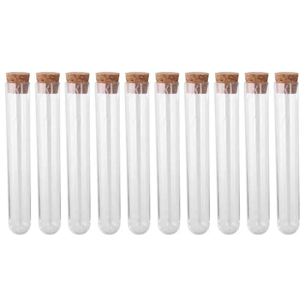 Plastic Test Tubes with Cork Stoppers Sample Display Decorations Container Round Base Storage Tubes for Scientific Experiments