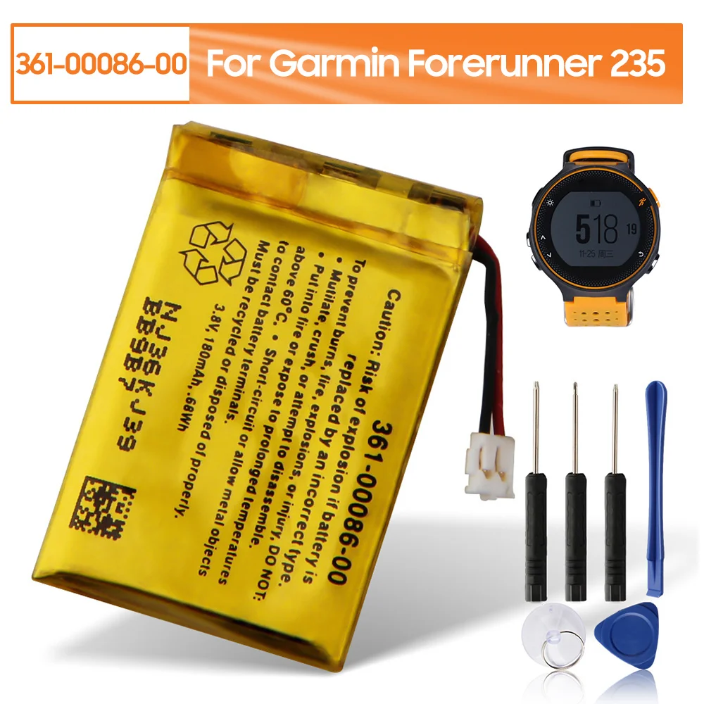 180mAh Replacement Watch Battery 361-00086-00 361-00086-10 For Garmin Forerunner 235 220 225 630 645 Vivoactive 4 4S Smart Watch