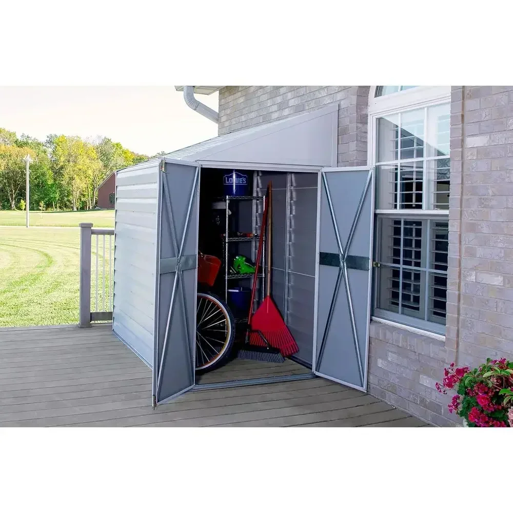 Compact Galvanized Steel Storage Shed with Pent Roof, 4' x 10'