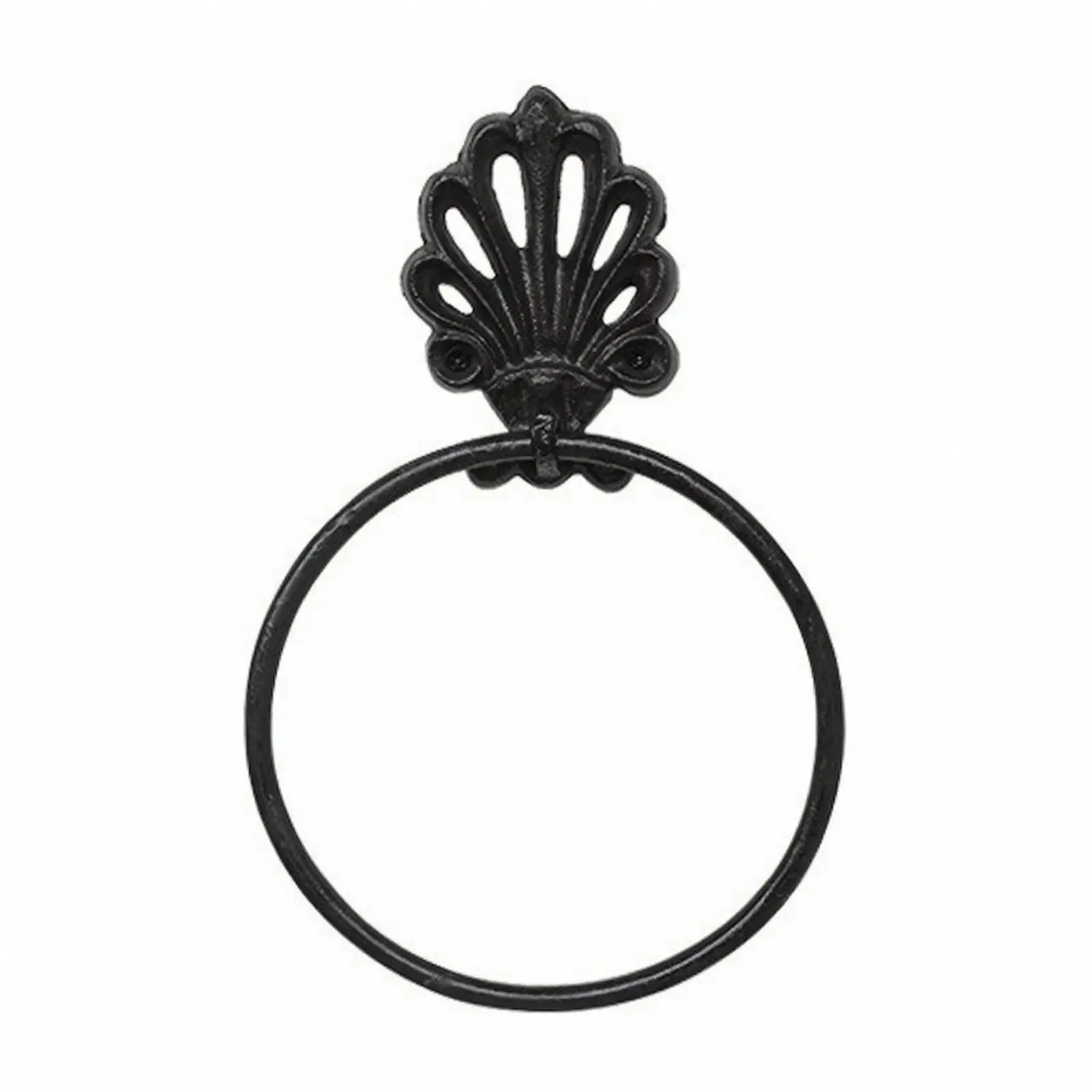 antique-shell-backplate-bathroom-paper-holder-wall-mounted-towel-loop-sturdy-cast-iron-for-hand-towels