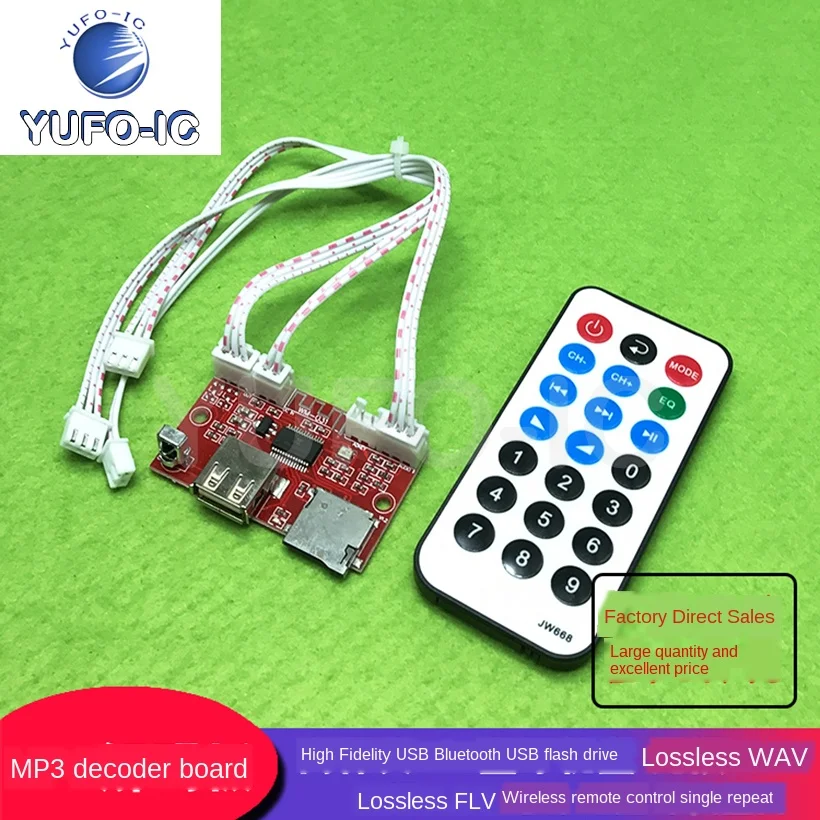 3pcs High Fidelity USB Bluetooth-compatible Flash Drive MP3 Decoder Board Non-Destructive WAV FLV Wireless Remote Control Module