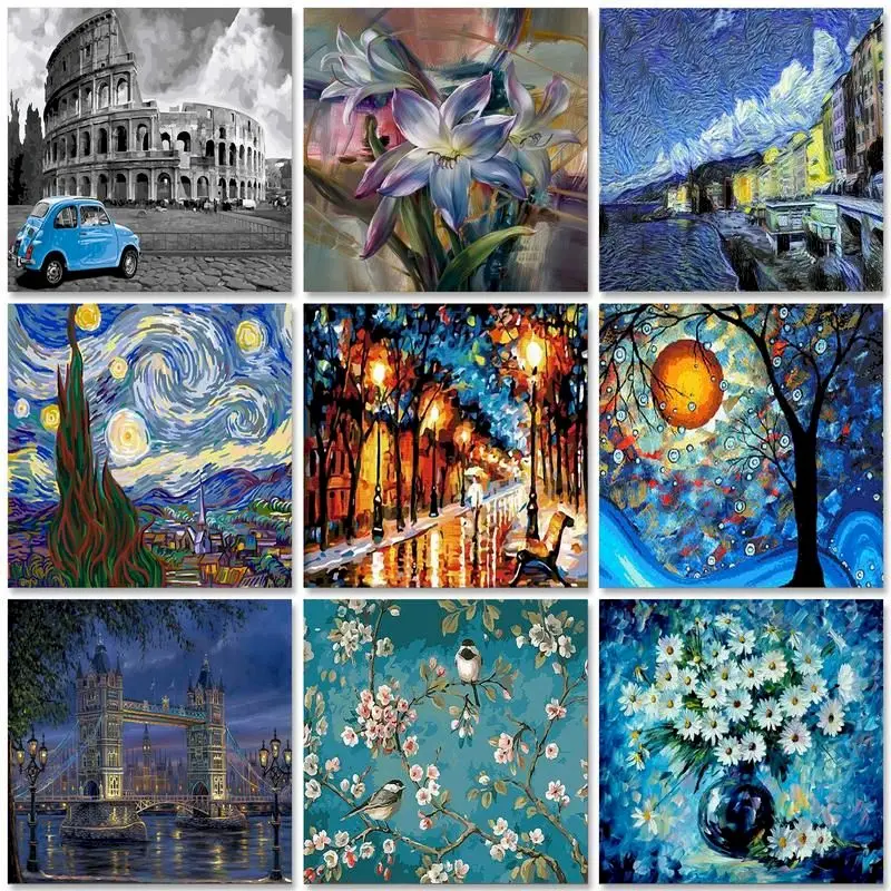 

GATYZTORY Abstract Painting By Numbers For Adults Scenery 60x75cm DIY Paint By Numbers On Canvas Frameless Hand Painting Decor