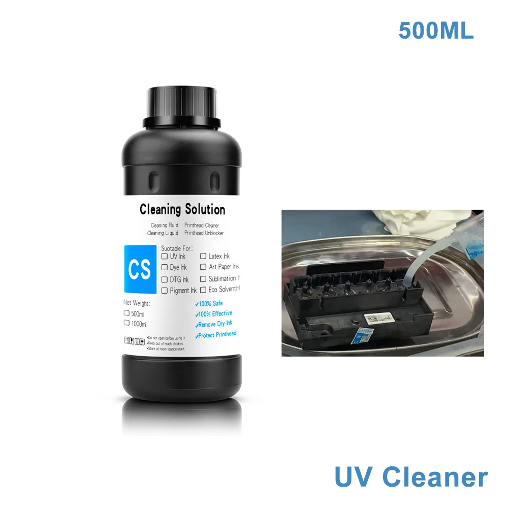 UV Ink Cleaning Liquid 500ML/bottle For Epson Mimak Ricoh Roland Mutoh UV Printer UV Cleaner For All Modified UV Flatbed Printer