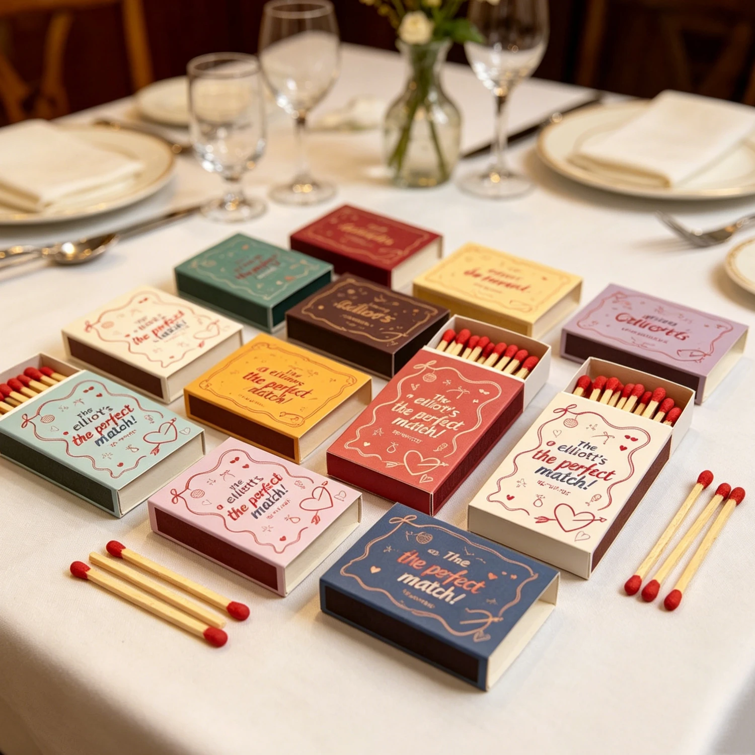 Let'S Party Event Supply - 箔押しゴールドフォイルカスタム「Let Love Sparkle」パーソナライズマッチ箱 結婚式・婚約披露宴テーブルデコレーション用品