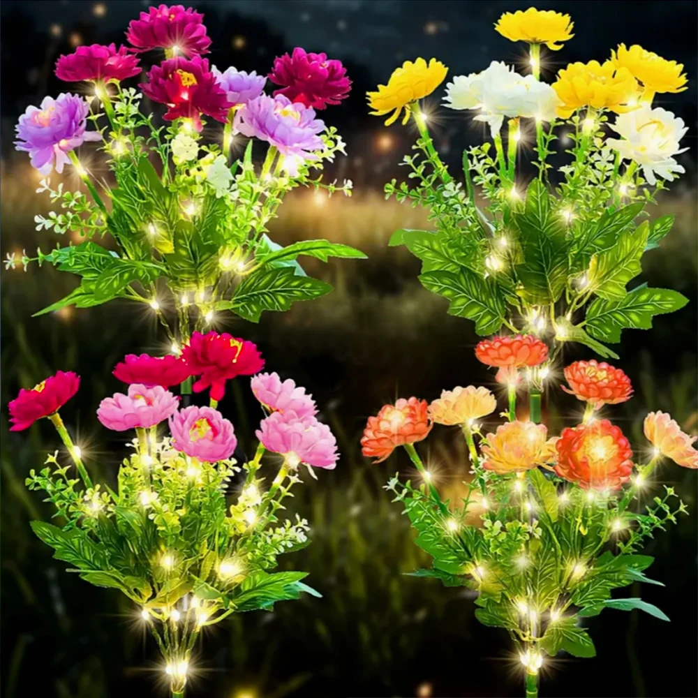 أضواء LED تعمل بالطاقة الشمسية، مصباح حديقة على شكل زهرة اللوتس الثلجية، أضواء ساحة مقاومة للماء في الهواء الطلق، فناء الحديقة، ديكور حفلات العطلات