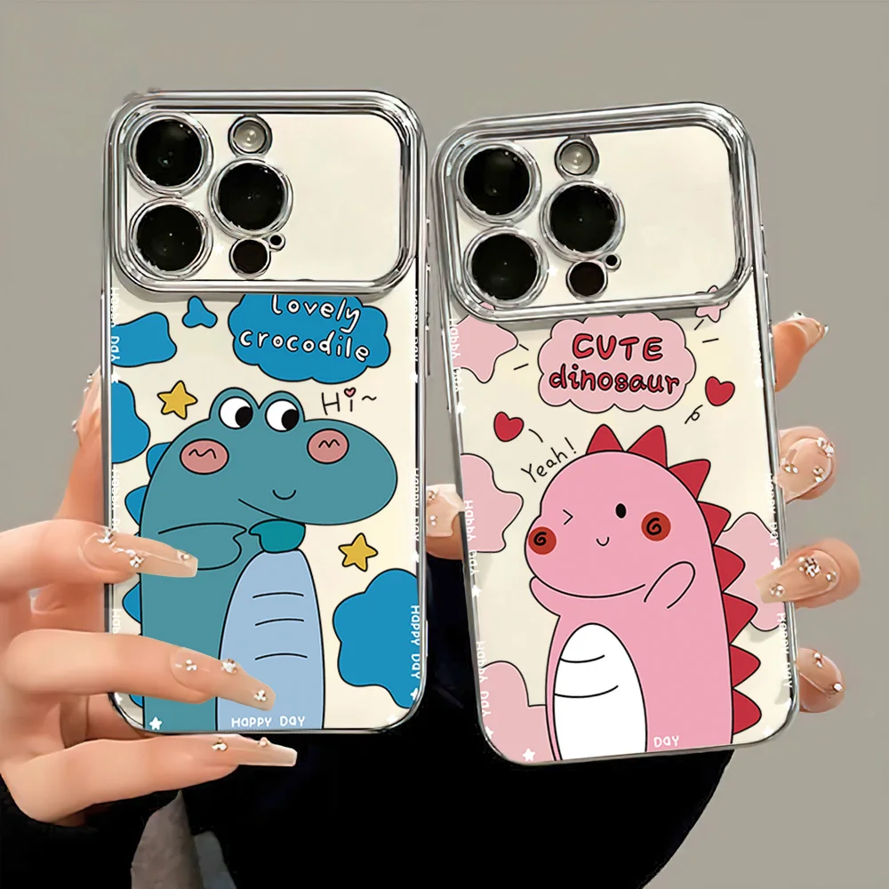 Cute Dinosaur Couple Line Electric Ferry Large Window Phone Case For Samsung A22 A23 A32 A51 A20 4G 5G Shell