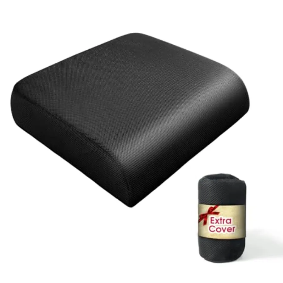 

Extra Thick Large Seat Cushion with Extra Cover Gel Memory Foam Cushion with Carry Handle Non Slip Bottom Pain Relief Coccyx Cu