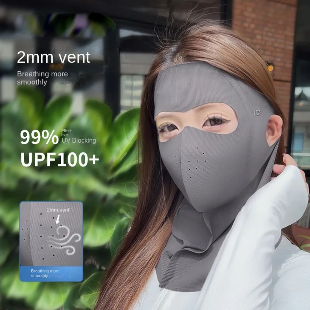

Fashion 3D Full Face Sun Protection Mask UPF50+ Breathable Ice Silk Mask Dustproof Neck Protection Anti-UV Neck Scarf Summer