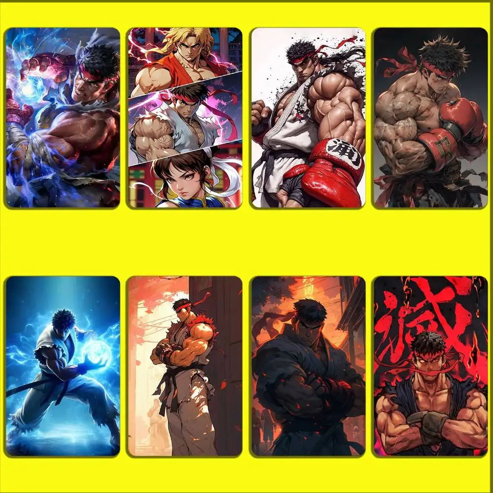 

Game S-Street F-Fighter Ryu Card Stickers For Debit Bank Credit Cards Metro Bus Pass Sticker Decoration Cover 4PCS Card Skin