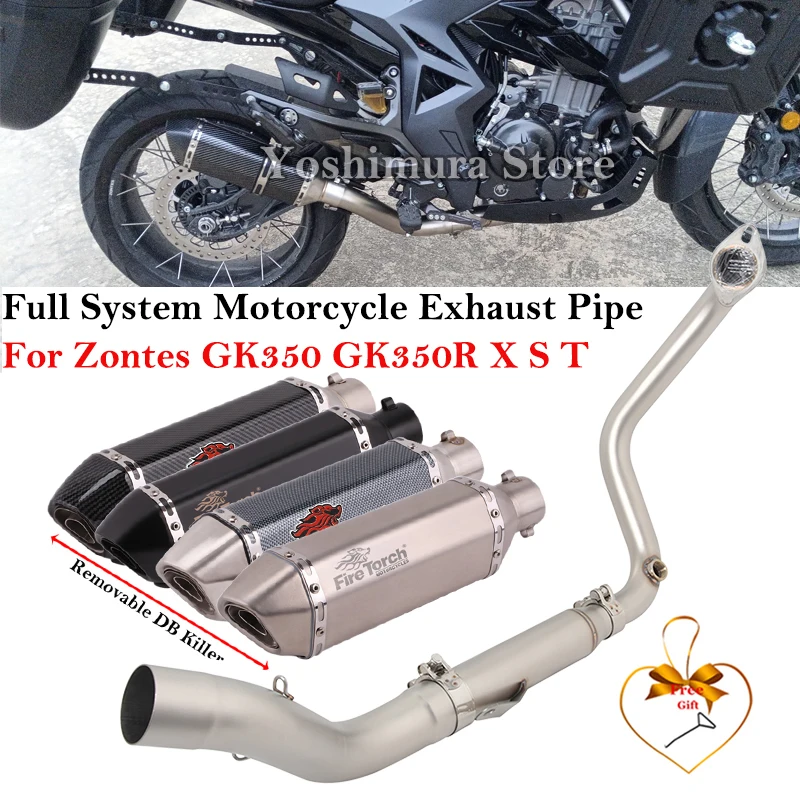 

Slip On For Zontes GK350 GK350R GK 350 X S T Full System Motorcycle Exhaust Escape Modify Front Link Pipe Moto Muffler DB Killer