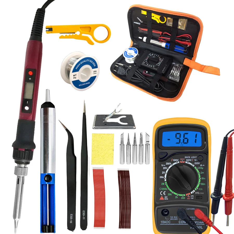 80W Digitale Elektrische Lötkolben Set Kit 220V 110V Temperatur Einstellbar LCD Display Solder Schweißen Eisen Werkzeug tipps – Detail 13