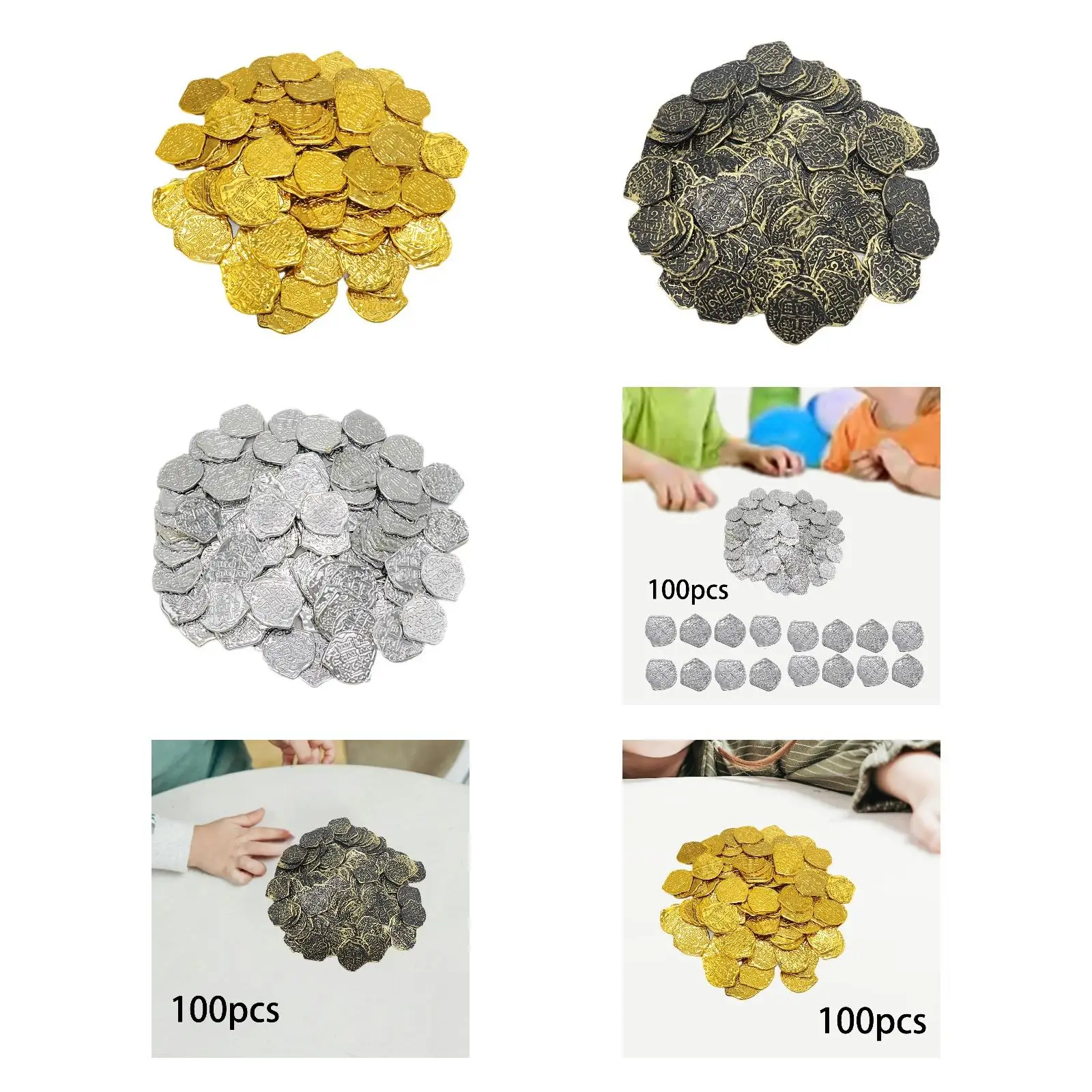 100 piezas de moneda pirata para niños y niñas, fichas piratas, moneda de oro