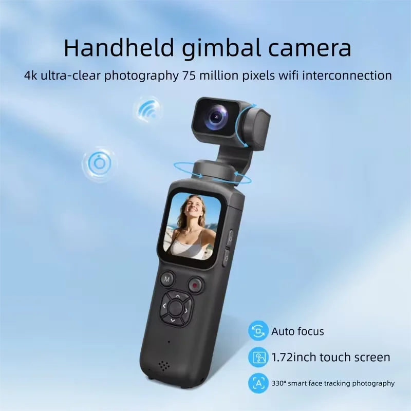 

Svnouh HJD-05 4K Action Camera 330° Face Tracking Gimbal Stabilizer 75MP Pixels WiFi Function Pocket Gimbal Camera for Vlog