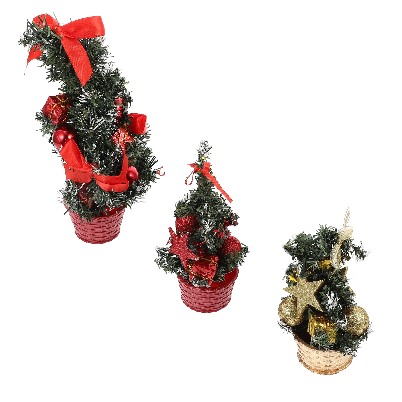 

3 pcs Mini Christmas Tree Desktop Decor Gift Table Trees Party Xmas PVC Child naments Safe Fun Charm Special