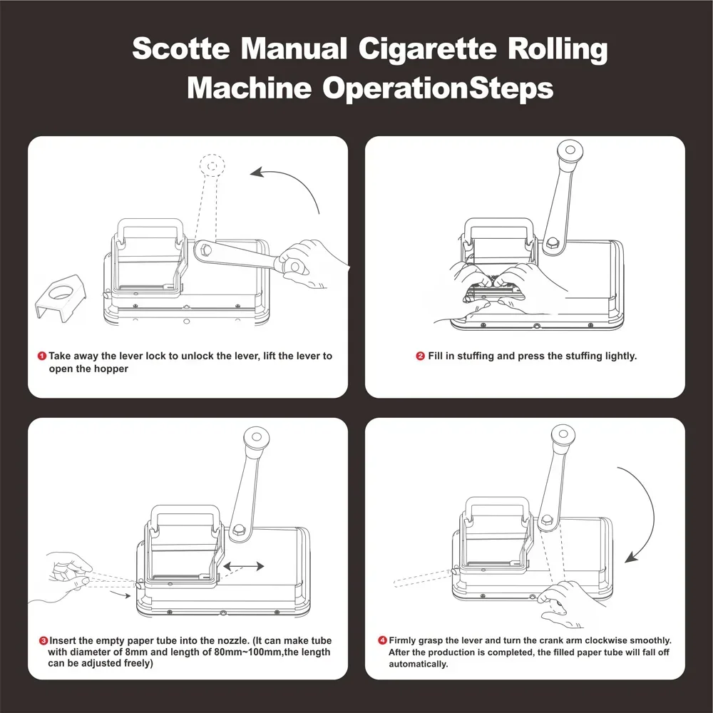 Aluminum Alloy Double Track Cigarette Making Machine 5.5mm 6.5mm 8mm Tube Household Hand Roll Tobacco Filling Maker for Smoking - Image 3