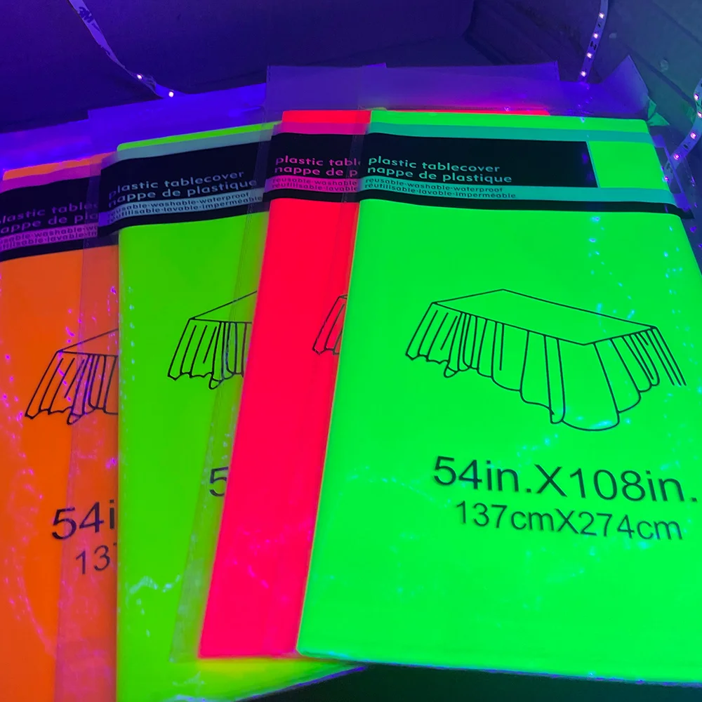 

Glow in The Dark Party Supplies Neon Birthday Decorations Neon Tablecloth Table Cover for Black Ligth Theme Party Decoration