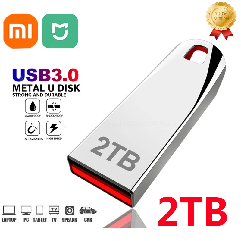 Xiaomi 2TB Flash Drives 3.0 High Speed Pendrive Metal 1TB 512GB USB Drive Portable SSD Memoria Flash Disk TYPE-C Adapter