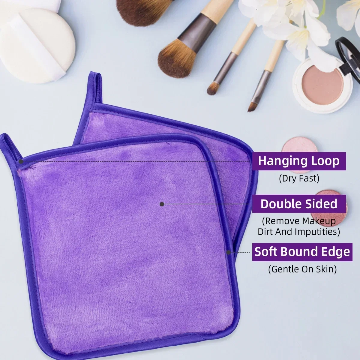 Almohadillas desmaquillantes, almohadillas de algodón reutilizables, borrador de maquillaje, toalla Facial de microfibra, limpiador Facial, toallitas de limpieza, cuidado de la piel, belleza, 2 uds.