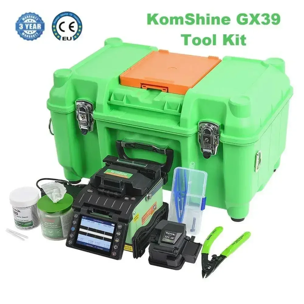 DHL UPS FedEx Komshine GX39 متعدد اللغات الانصهار جهاز الربط FTTx V-الأخدود الأساسية محاذاة آلة ربط الألياف البصرية واحدة