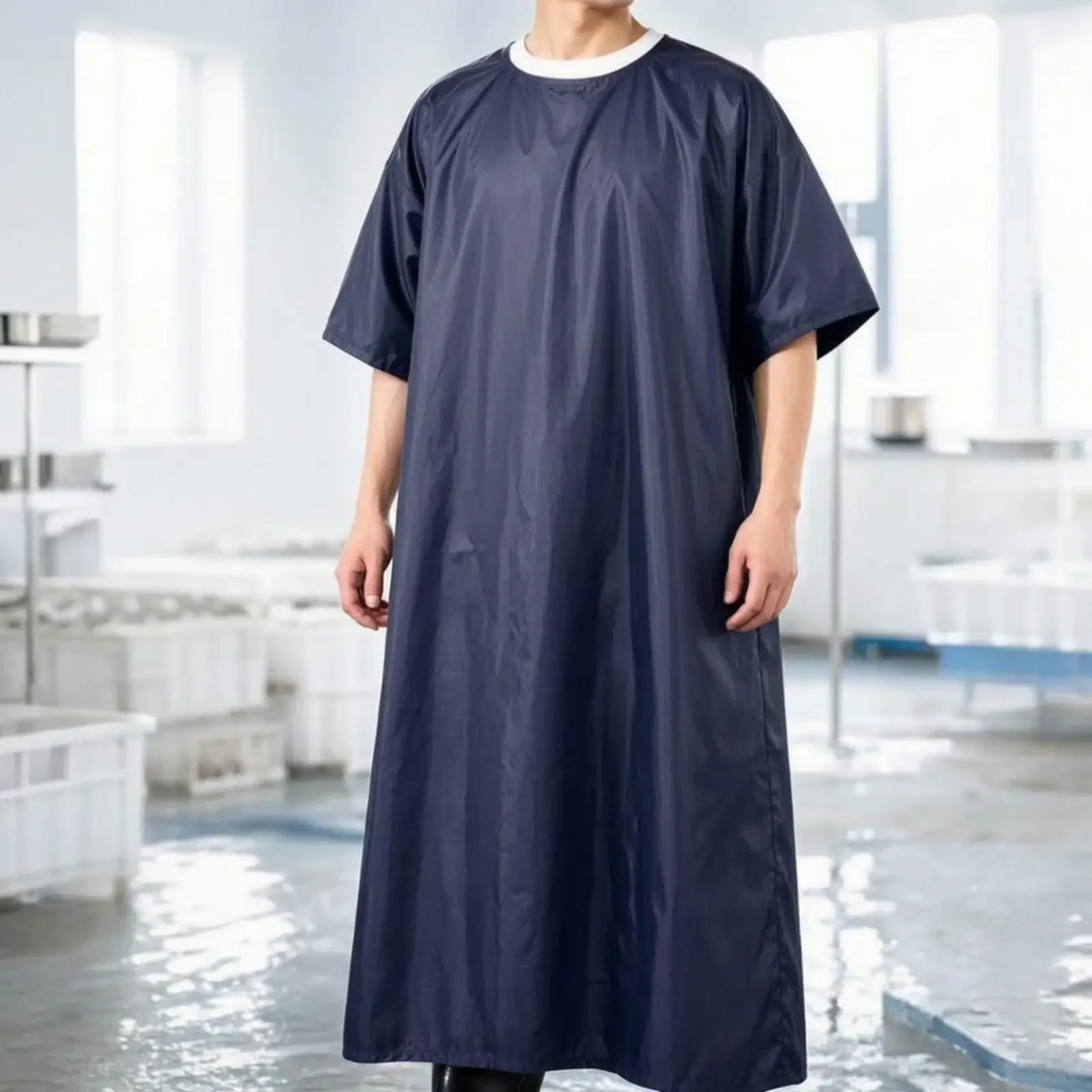 Extended Apron Waterproof Short-Sleeve Apron Oil-Resistant Smock for Food Service Workers, Cleaners, Kitchen, Cleaning