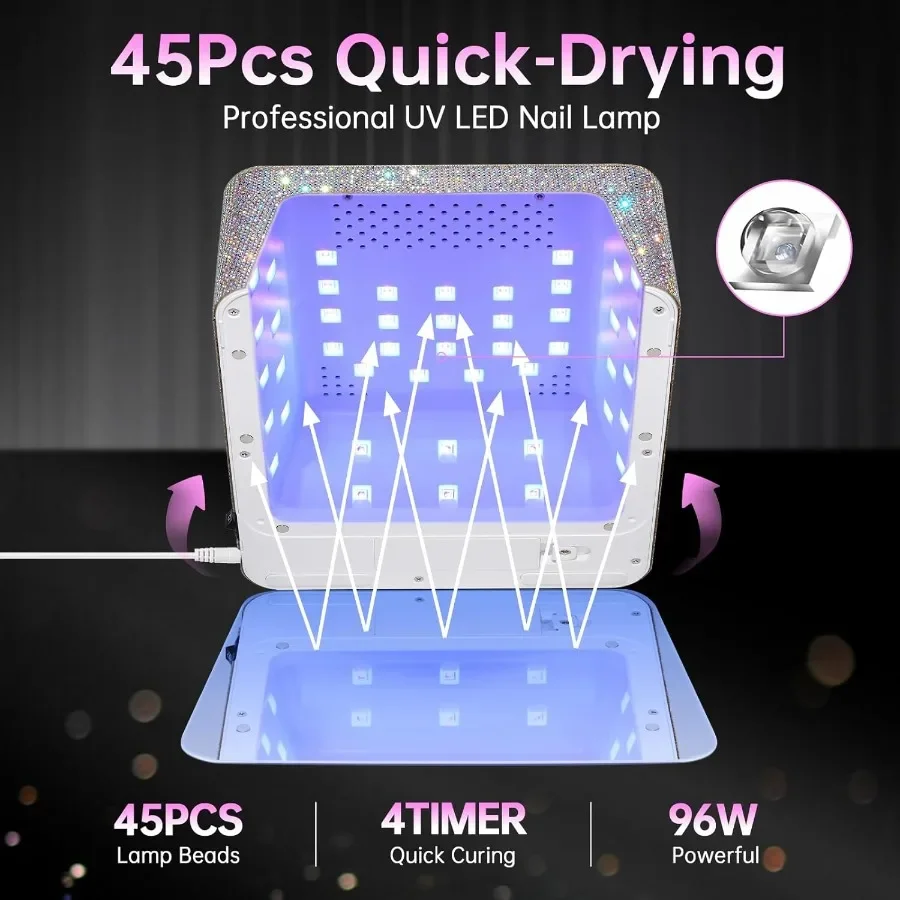 UV LED 96W oplaadbare nagellamp Professionele nageldroger met 4 timerinstellingen Snelle draadloze droge uithardingslamp met display Auto