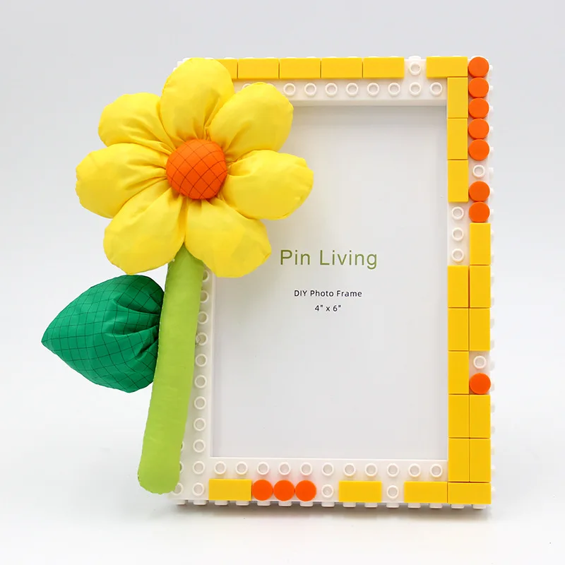 

Diy Fabric Flower Picture Frame 6 "7" Building Blocks Combination Picture Frame Table Photo Wall Photo Holder Birthday Gift