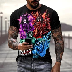 Rock band Kiss 3D printing graphic t shirts Fashion short sleeved hip-hop t shirt for men Street fashion y2k men's clothing