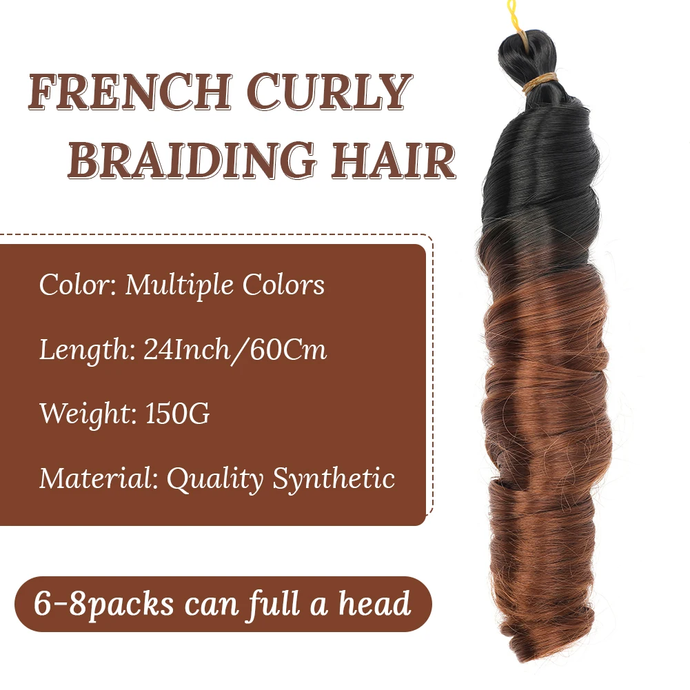 French Curls Braiding Hair Extensions Synthetic Hair Loose Wave Spiral Curl Braids High Temperature Ombre Pre Stretched Hair