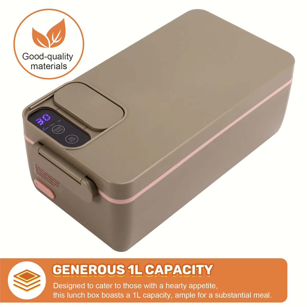 Podgrzewane pudełko na drugie śniadanie Elektryczne pudełko na drugie śniadanie Samonagrzewające pudełko na drugie śniadanie Bezprzewodowy akumulator 304 Stal nierdzewna klasy spożywczej 1L