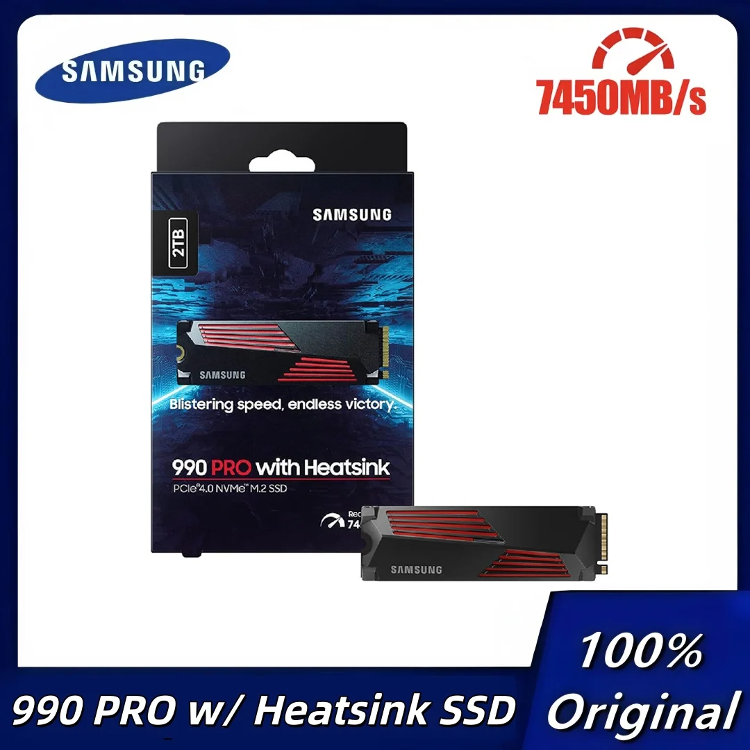 SAMSUNG 990 PRO con disipador térmico SSD 1TB 2TB 4TB PCIe Gen4 M.2 2280 Unidad de estado sólido interna de hasta 7450MB/s para PlayStation 5